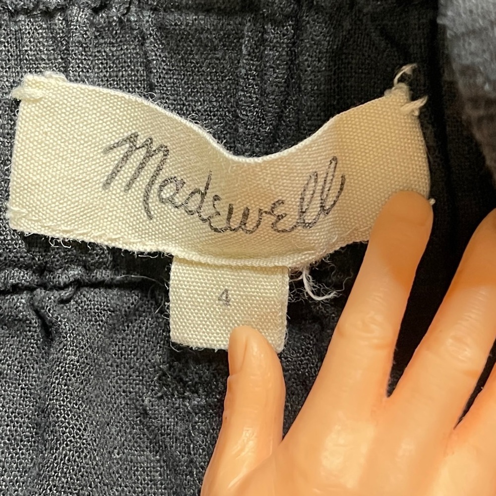 Madewell Linen Blend Size 4 Black Paperbag Shorts - Picture 3 of 6